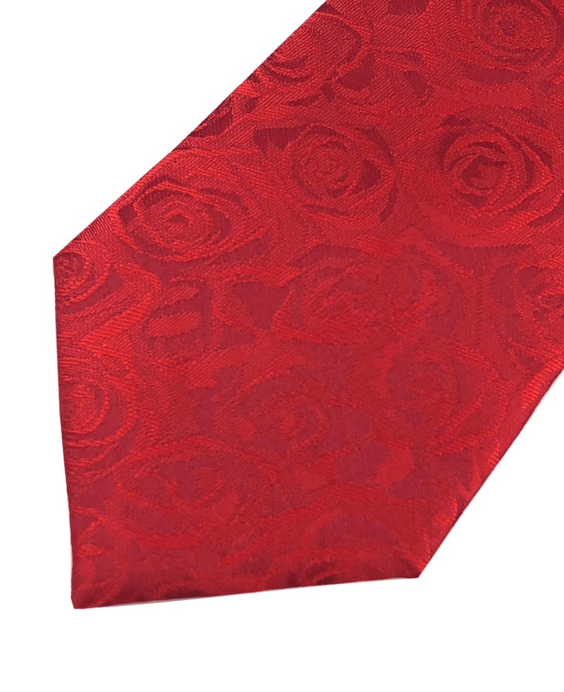 Secdtie Men's Classic Stripe Jacquard Woven Silk Tie Formal Party Suit Necktie (One Size, Red Rose) - Image 5